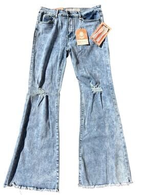 NWT Pink Label High Rise Flare Cut Off Jeans Size 13